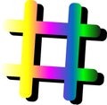 Volumetric hashtag symbol. web icon